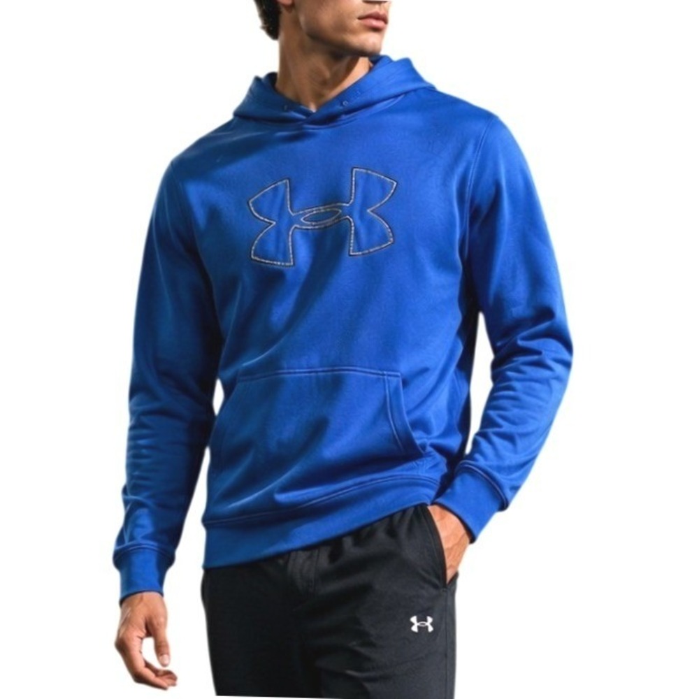 Under Armour Blockcore Men's ColdGear Blue Fleece Lined Logo Hoodie Sweatshirt M